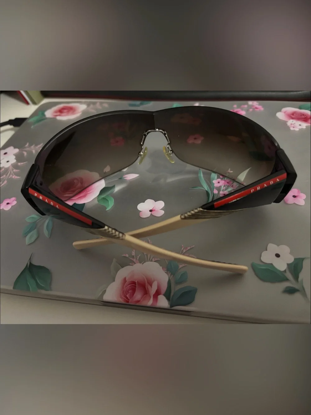 Authentic vintage Prada Brown Shield Sunglasses - Women's Designer Visor Style